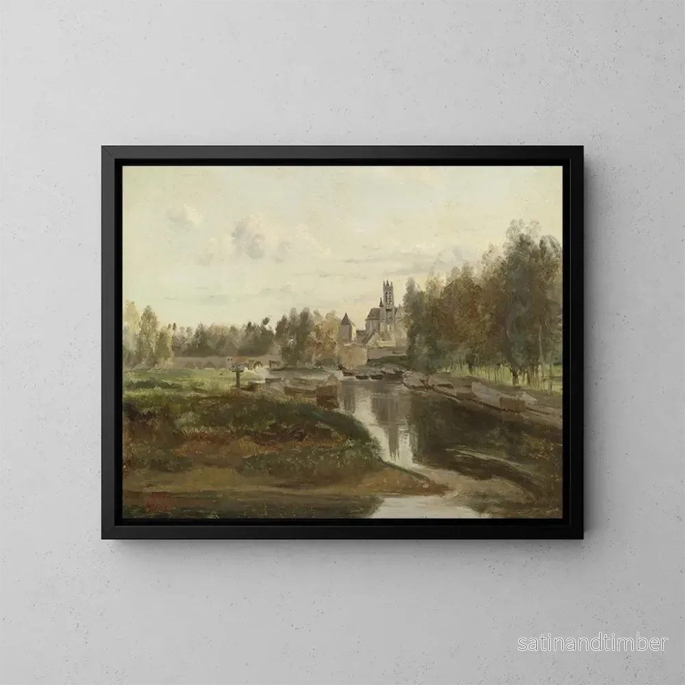 Reproduktion av målningen Vue de Moret-sur-Loing - Jean-Baptiste-Camille Corot