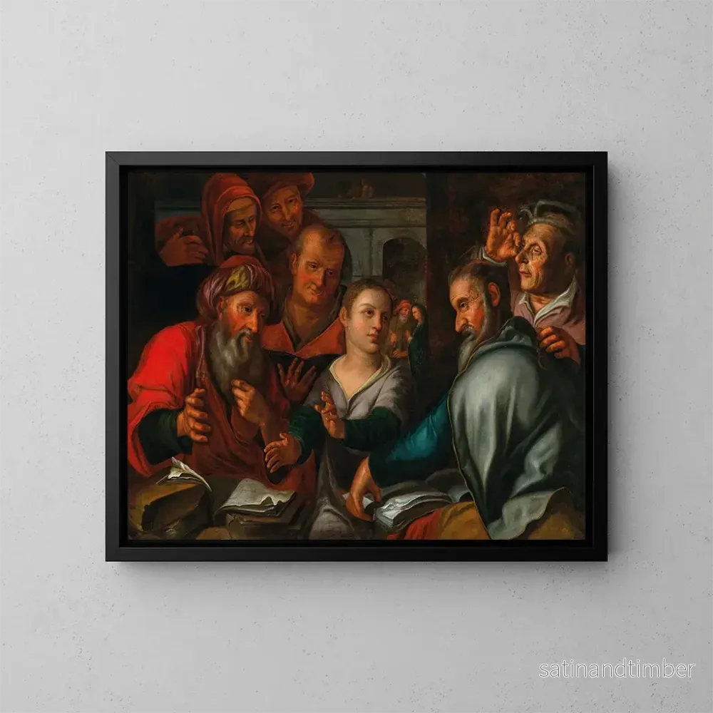 Reproduktion av målningen Le Christ parmi les docteurs - Pieter Wtewael
