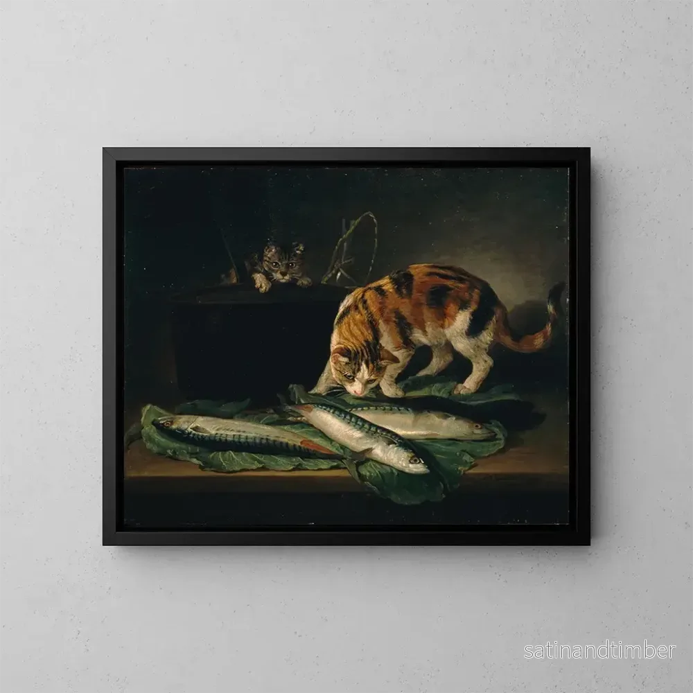 Reproduktion av målningen Katter och fiskar - Martin Ferdinand Quadal