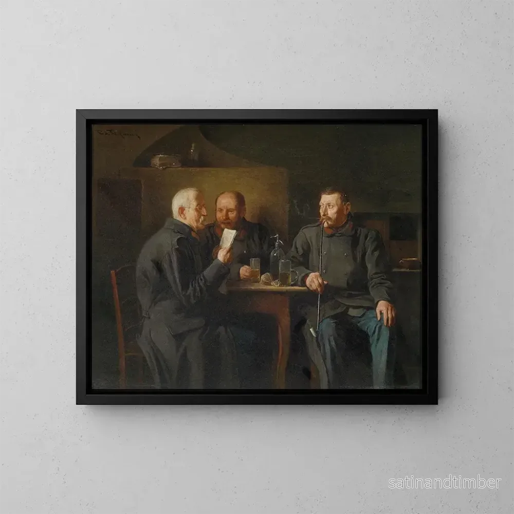 Reproduktion av målningen Vétérans i samtal - Friedrich Friedländer