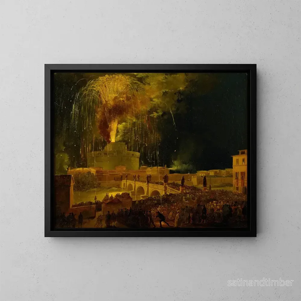 Reproduktion av målningen av fyrverkerierna från Girandole från Castel Sant’Angelo i Rom – Ippolito Caffi Reproduktion av målningen av fyrverkerierna från Girandole från Castel Sant’Angelo i Rom – Ippolito Caffi