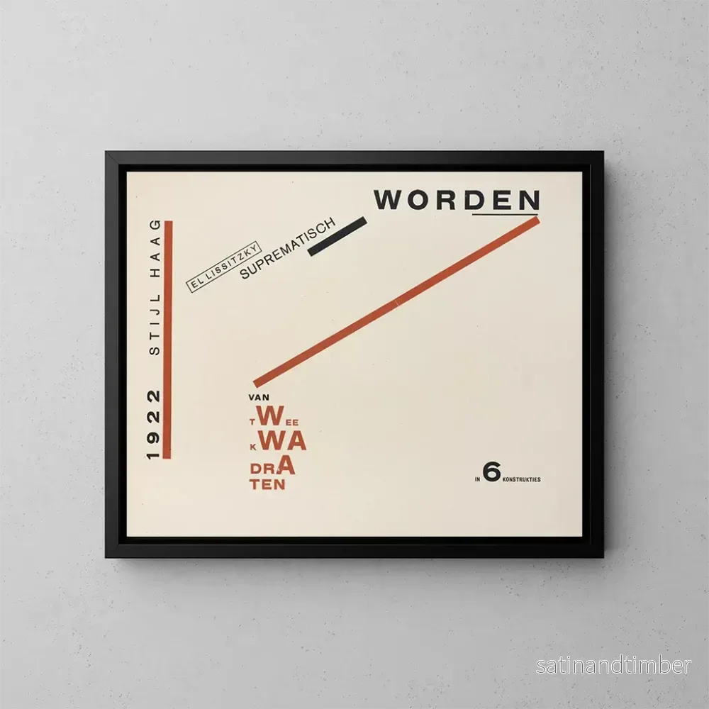 Reproduktion av målningen Att bli suprematist av två färger i sex konstruktioner Pl 4 - El Lissitzky