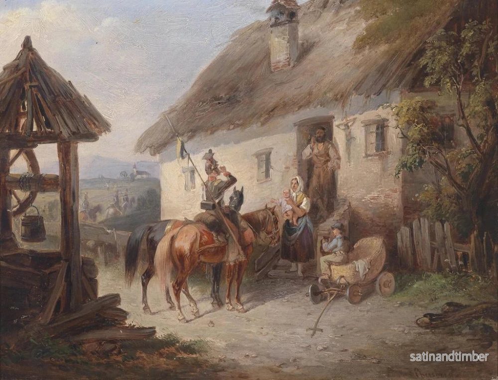 Reproduktion av målningen av Österrikiska Uhlans framför en gård - Carl Martin Ebersberg - Bild 2