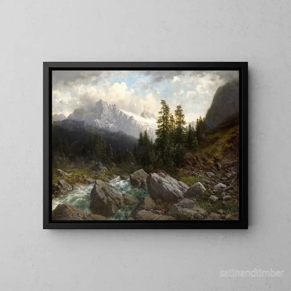 Reproduktion av målningen Atmosfär av åskväder i Bernalperna - Joseph Schoyerer