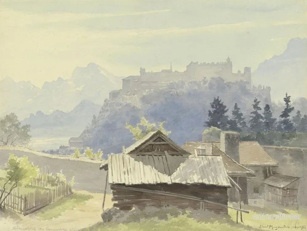 Reproduktion av målningen av utsikten över Hohensalzburg-fästningen från Capuchinberget - Friedrich Ernst Morgenstern - Bild 2