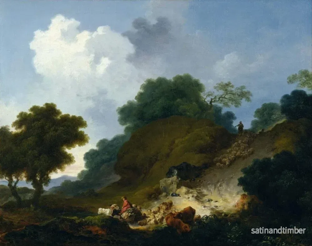 Reproduktion av målningen Landskap med herdar och ett fårflock - Jean-Honoré Fragonard - Bild 2