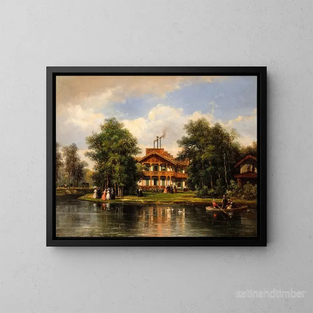Reproduktion av målningen Le Chalet de la Porte Jaune au bois de Vincennes - Pierre-Justin Ouvrié