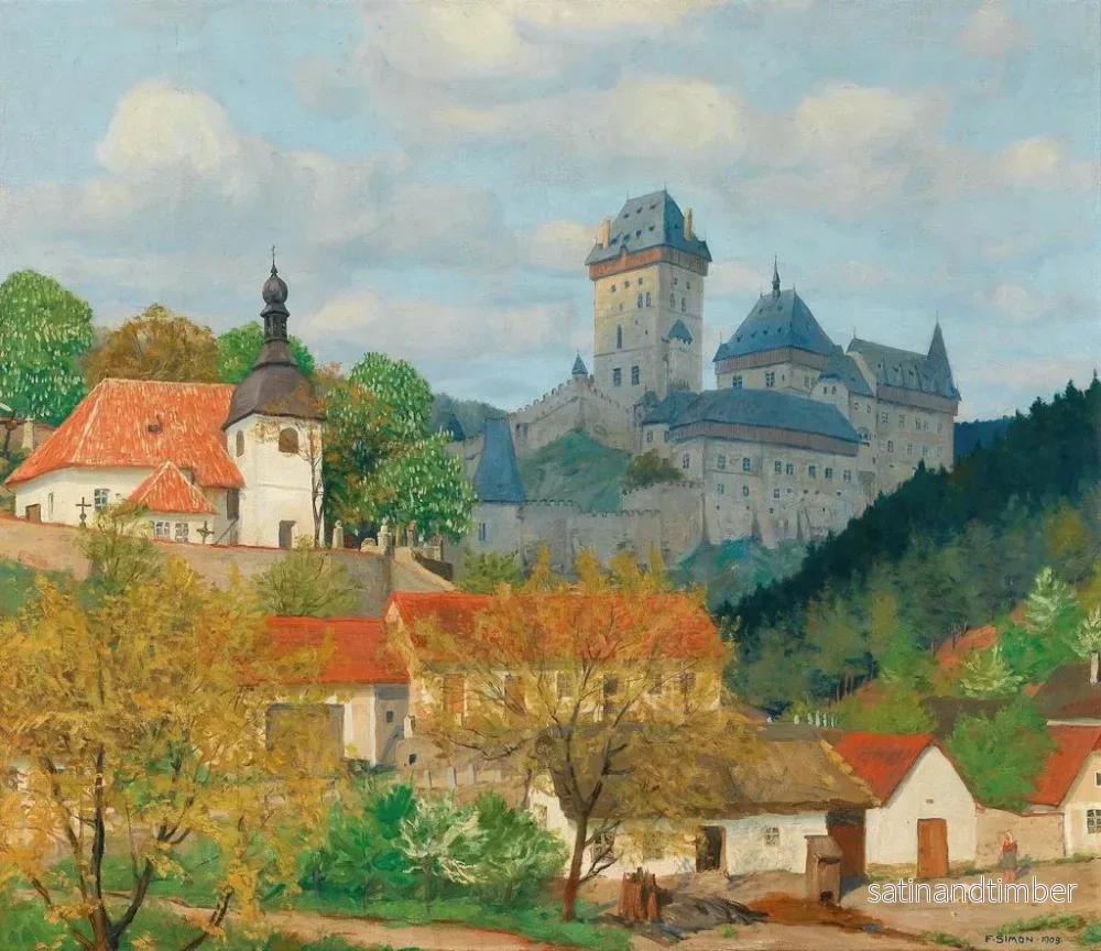 Reproduktion av målningen Vue du château de Karlštejn près de Prague - Tavík František Šimon - Bild 2