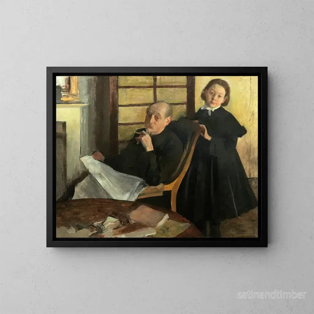 Reproduktion av målningen av Henri Degas och hans systerdotter Lucie Degas, konstnärens farbror och kusin - Edgar Degas