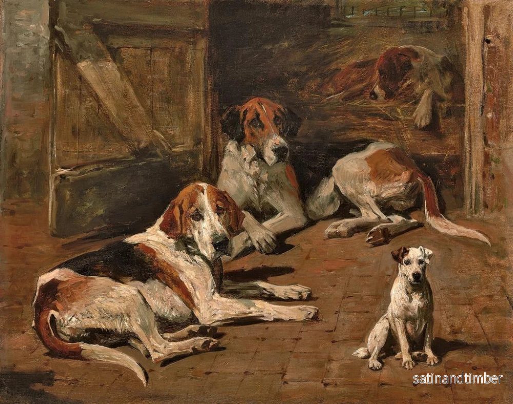 Reproduktion av målningen av hundar och en terrier i en stall - John Emms - Bild 2