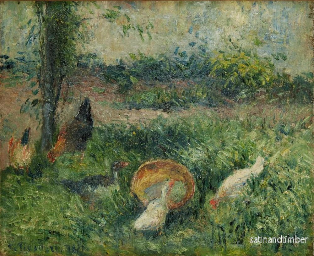 Reproduktion av målningen av höns och änder i en gårdsplan - Camille Pissarro - Bild 2