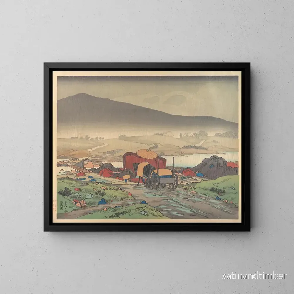 Reproduktion av målningen Regn i Yabakei - Hashiguchi Goyō