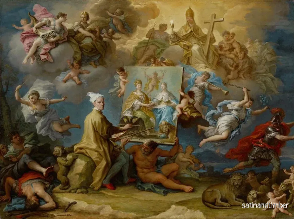 Reproduktion av målningen Allégorie des conséquences de la paix d'Utrecht - Paolo de Matteis - Bild 2