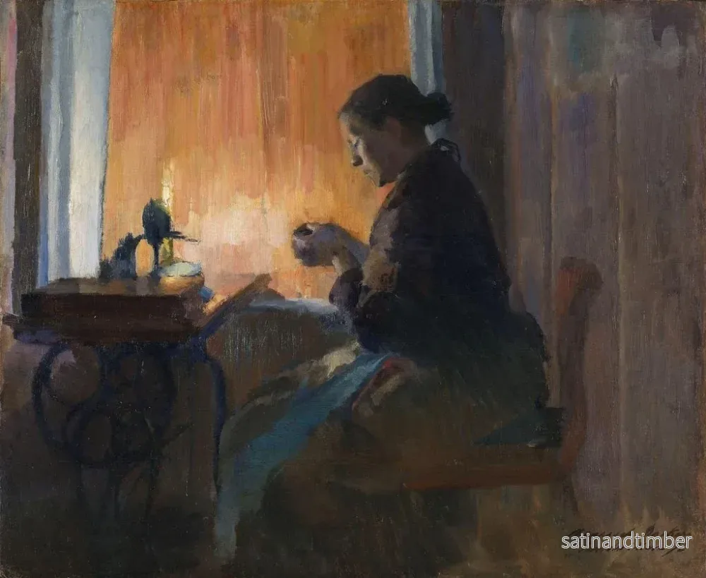 Reproduktion av målningen På ljuset av lampan - Harriet Backer - Bild 2