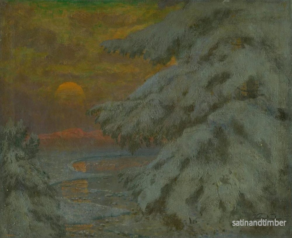 Reproduktion av målningen Solnedgång på vintern - Ferdinand Katona - Bild 2