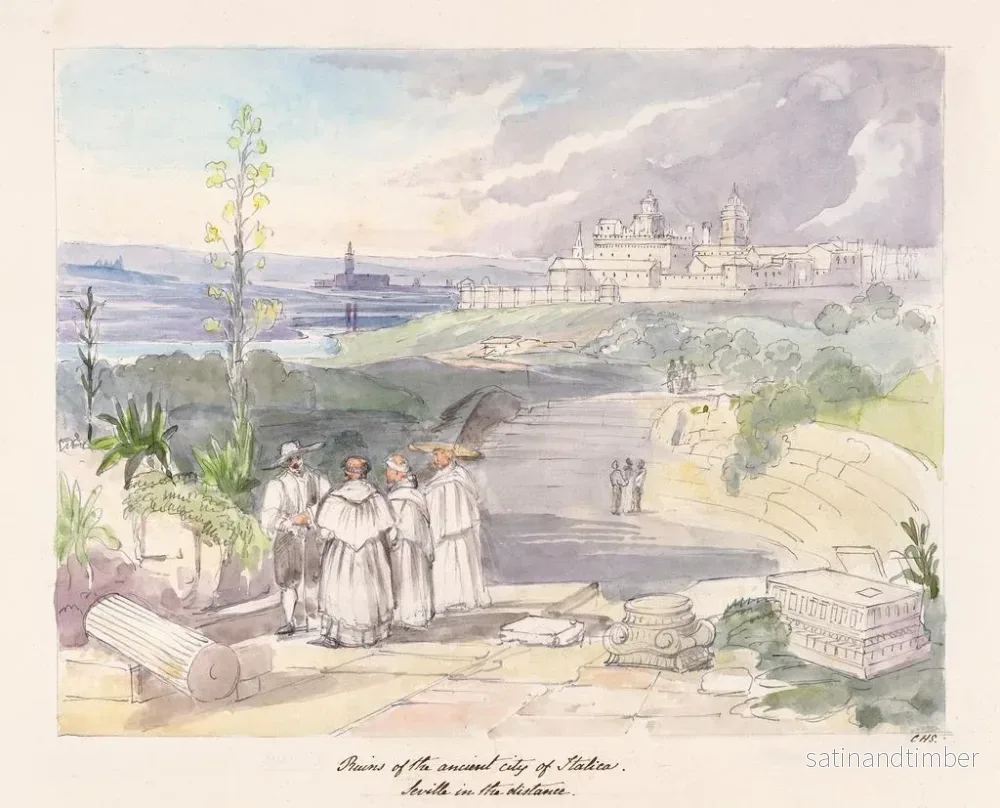 Reproduktion av målningen Ruiner av den gamla staden Italica, Sevilla i fjärran - Charles Hamilton Smith - Bild 2