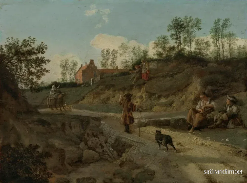 Reproduktion av målningen av en landsbygd med figurer i samtal - Jan van der Heyden - Bild 2