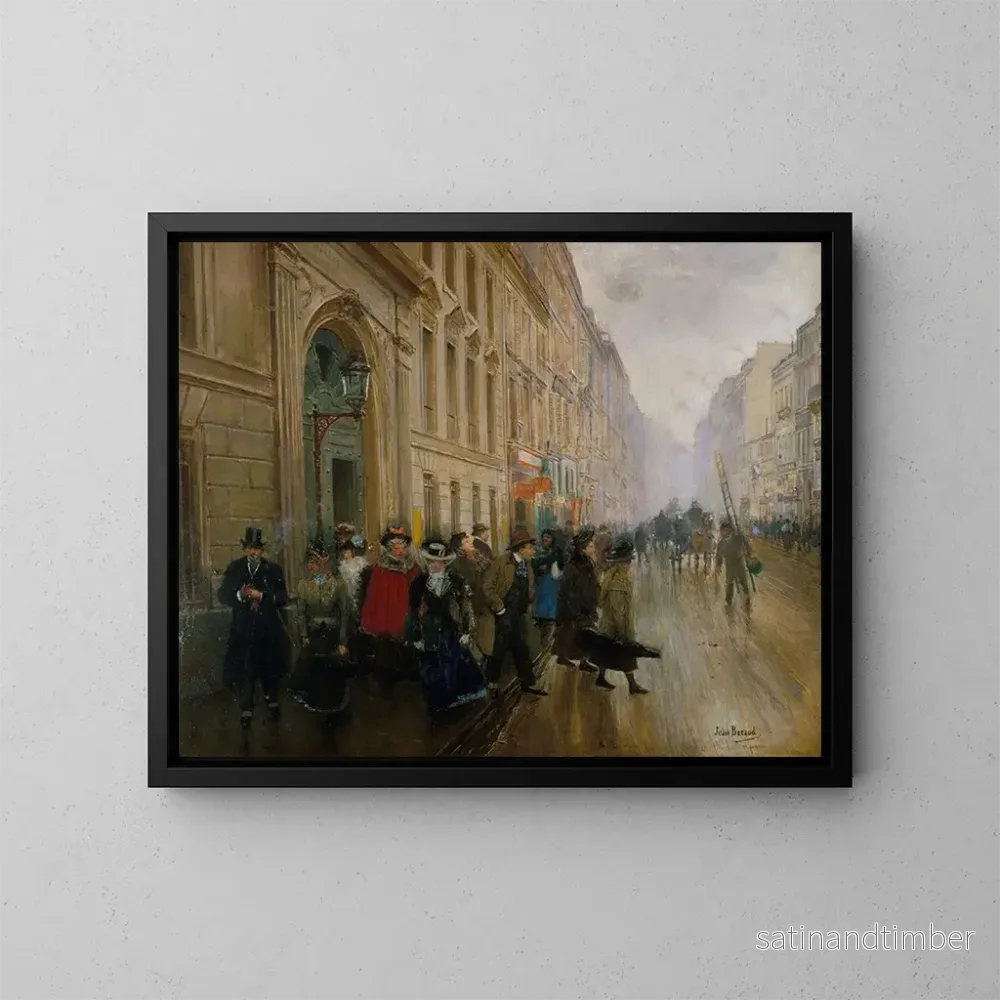 Reproduktion av målningen La sortie du conservatoire - Jean Béraud