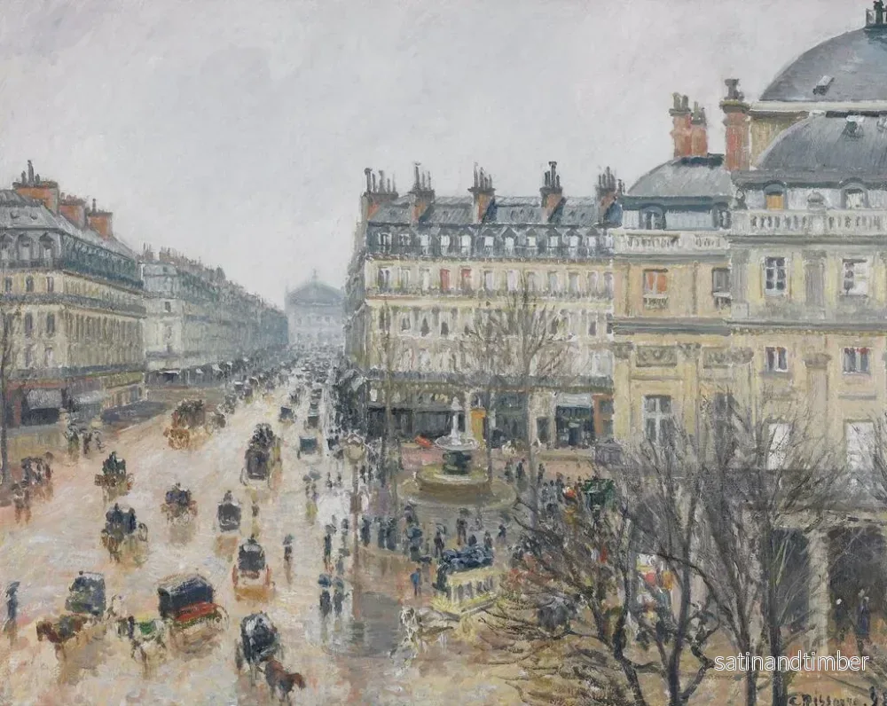 Reproduktion av målningen Place du Théâtre Français, Paris, under regn - Camille Pissarro - Bild 2
