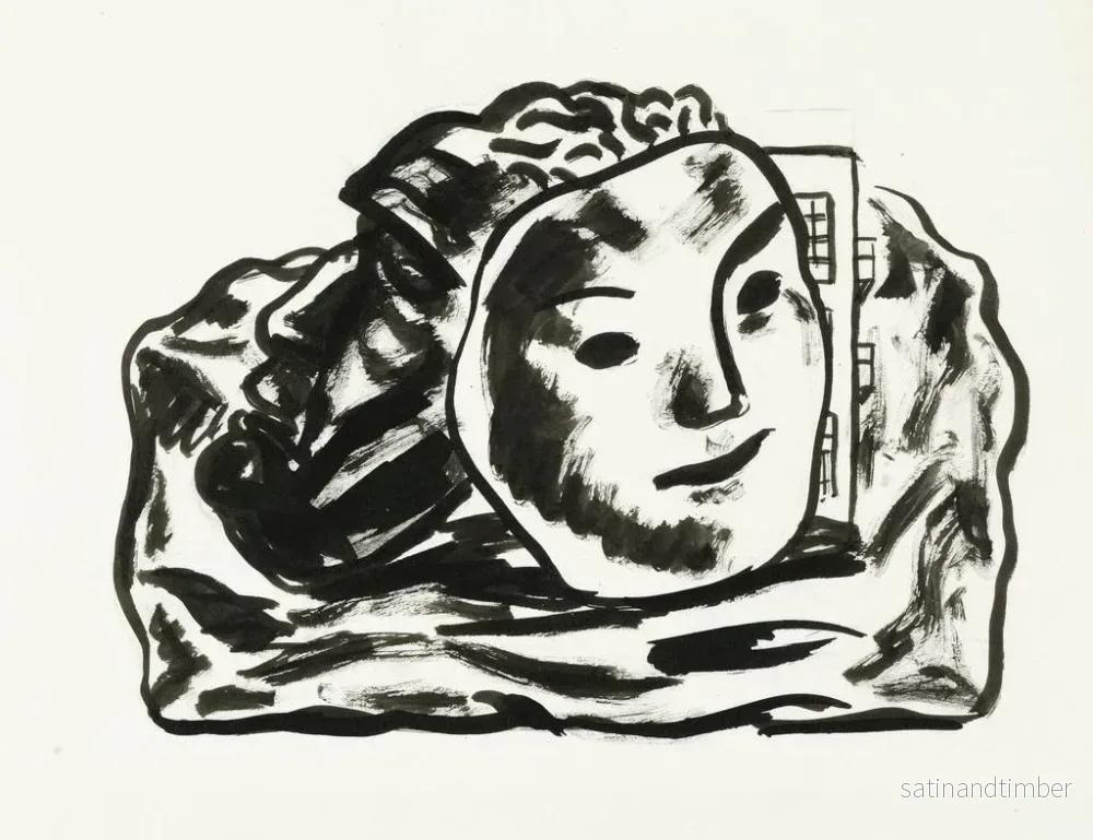 Reproduktion av målningen Två masker för byggnad och klippor skiss - Leo Gestel - Bild 2