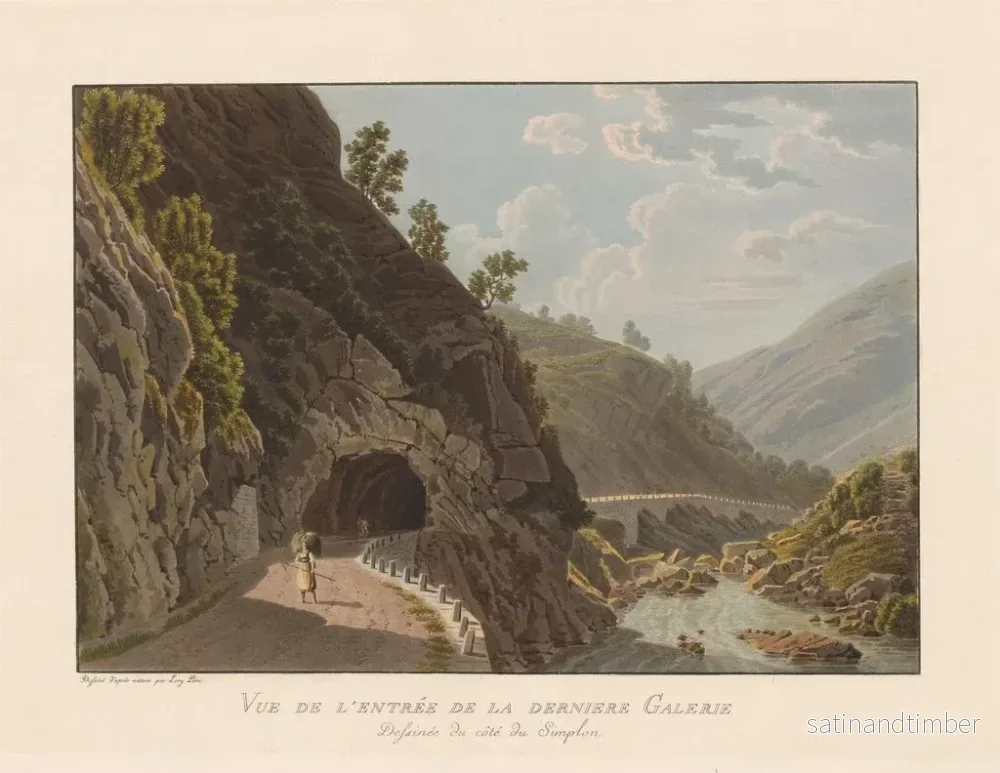 Reproduktion av målningen Vue de l'entrée de la dernière galerie dessinée du côté du Simplon - Gabriel Lory le Jeune - Bild 2