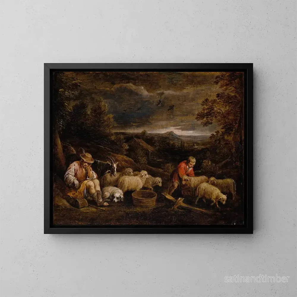 Reproduktion av målningen Bergers och får – David Teniers den yngre Reproduktion av målningen Bergers och får – David Teniers den yngre