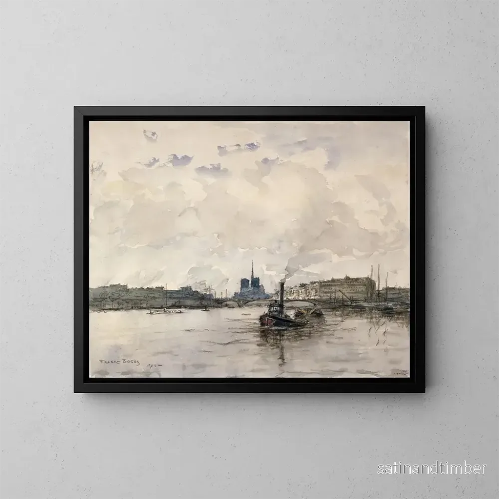 Reproduktion av målningen Vue de la Cité en amont du quai Henri IV - Frank Myers Boggs