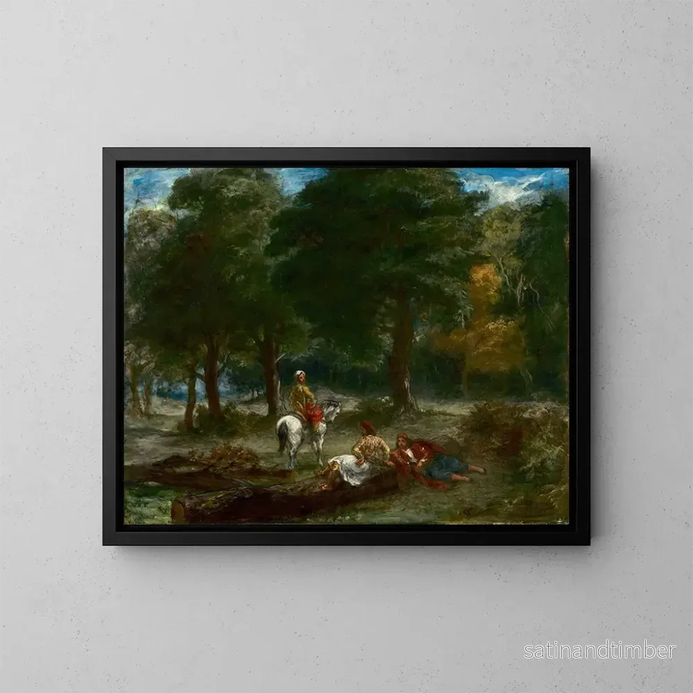 Reproduktion av målningen Cavaliers grecs se reposant dans la forêt - Eugène Delacroix