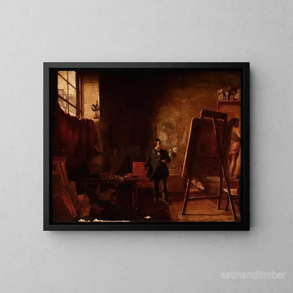 Reproduktion av målningen L'Atelier de l'artiste - Richard Caton Woodville