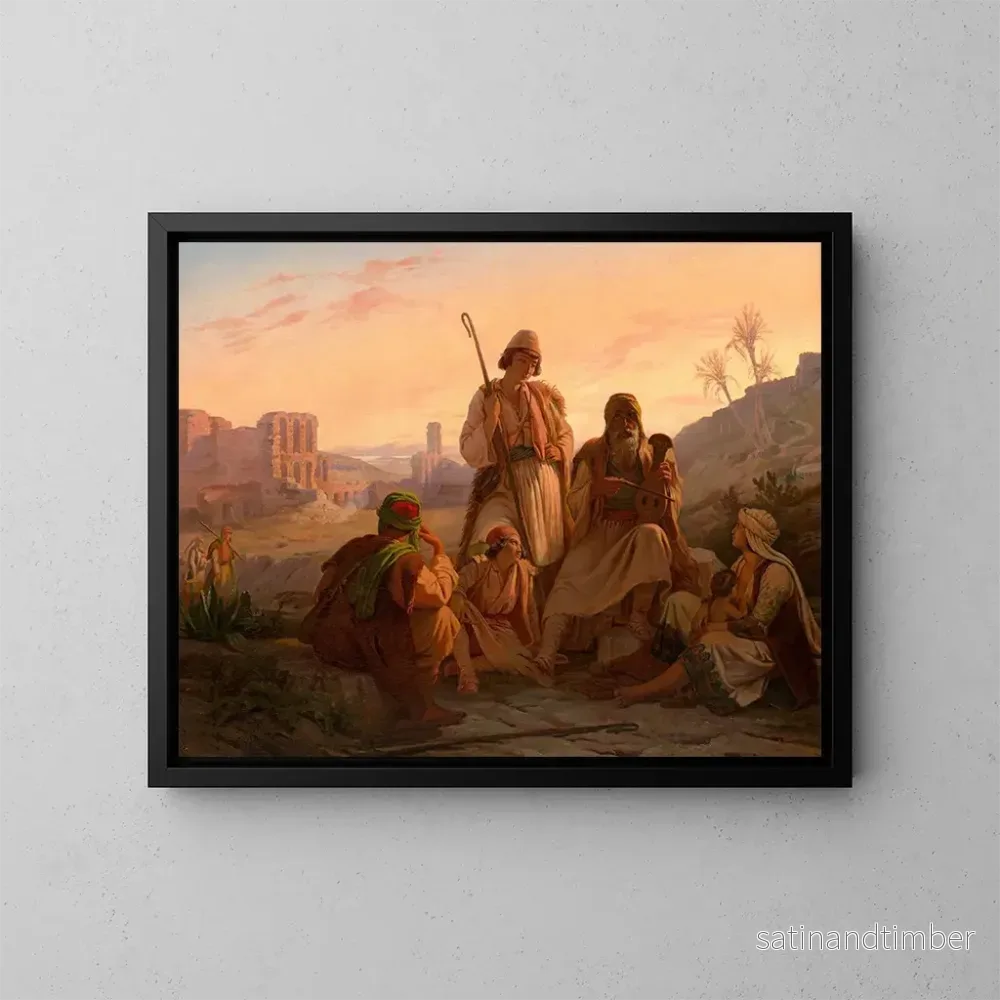 Reproduktion av målningen La prière du soir des bergers dans les ruines du théâtre d’Hérode Atticus au pied de l’Acropole d’Athènes – Pierre Bonirote Reproduktion av målningen La prière du soir des bergers dans les ruines du théâtre d’Hérode Atticus au pied de l’Acropole d’Athènes – Pierre Bonirote