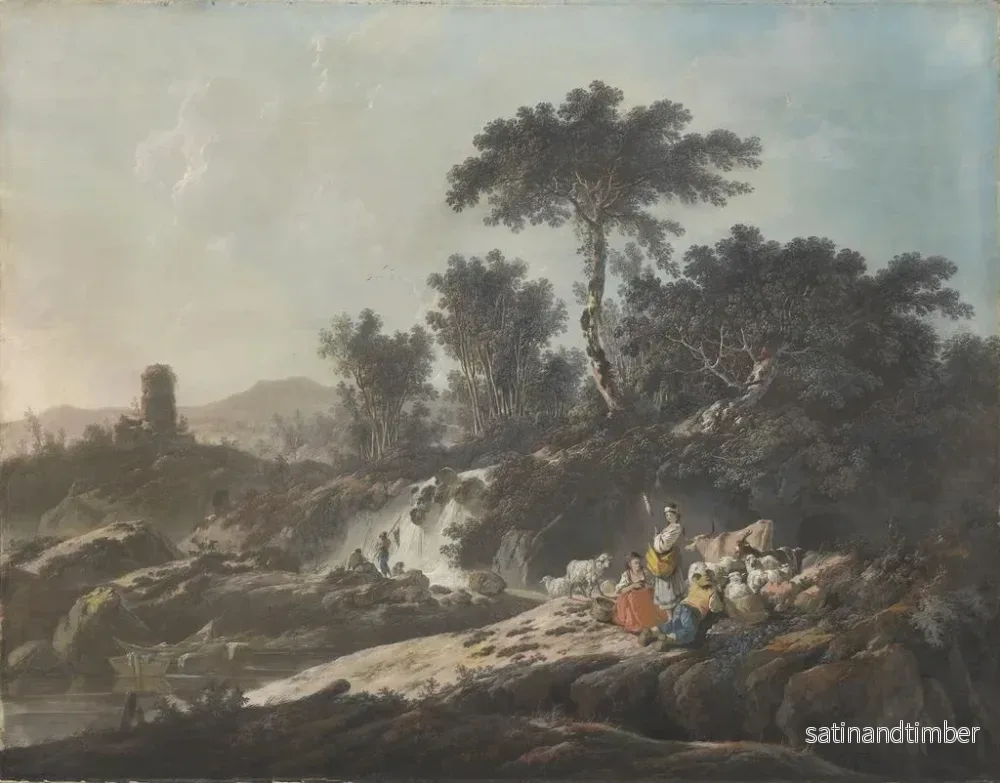 Reproduktion av målningen av bergsgetare som vilar vid en bäck - Jean-Baptiste Pillement - Bild 2