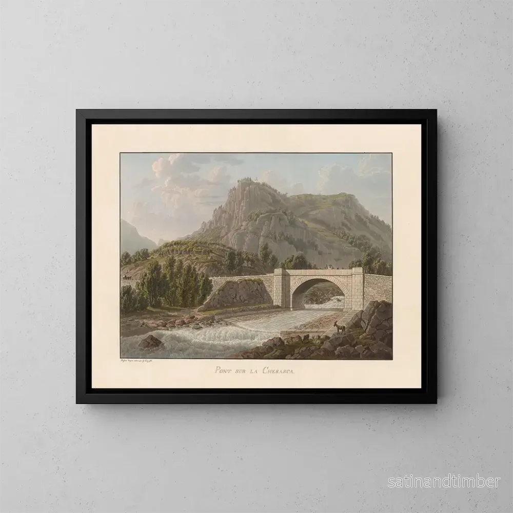 Reproduktion av målningen Pont sur la Cherasca - Gabriel Lory le Jeune