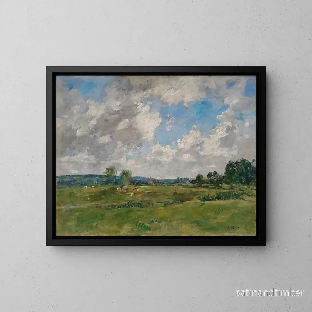 Reproduktion av målningen La vallée de la Touques - Eugène Boudin