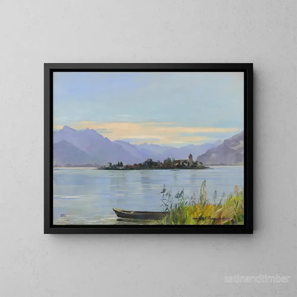 Reproduktion av målningen Vue sur Frauenchiemsee - Gabriela von Frauenwörth