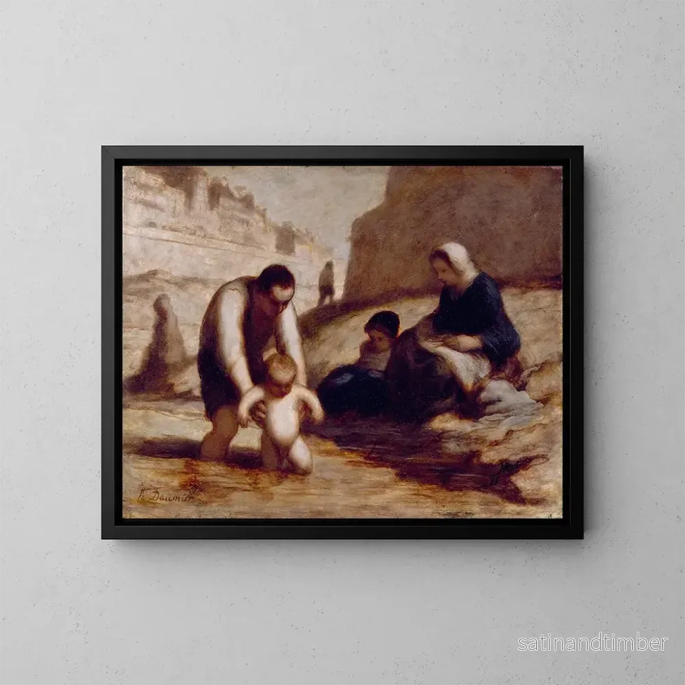 Reproduktion av målningen Le Premier Bain - Honoré Daumier