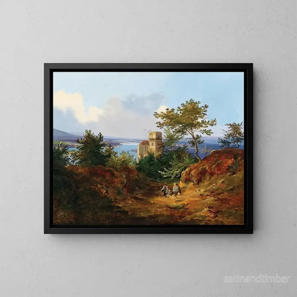 Reproduktion av målningen Vue de la vallée du Danube avec les ruines de Greifenstein - Wilhelm Steinfeld