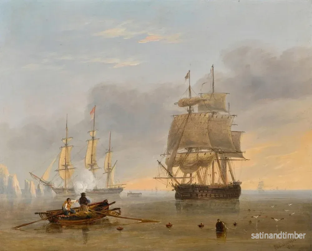 Reproduktion av målningen En brittisk krigsfartyg utanför Needles, Isle of Wight - John Wilson Carmichael - Bild 2