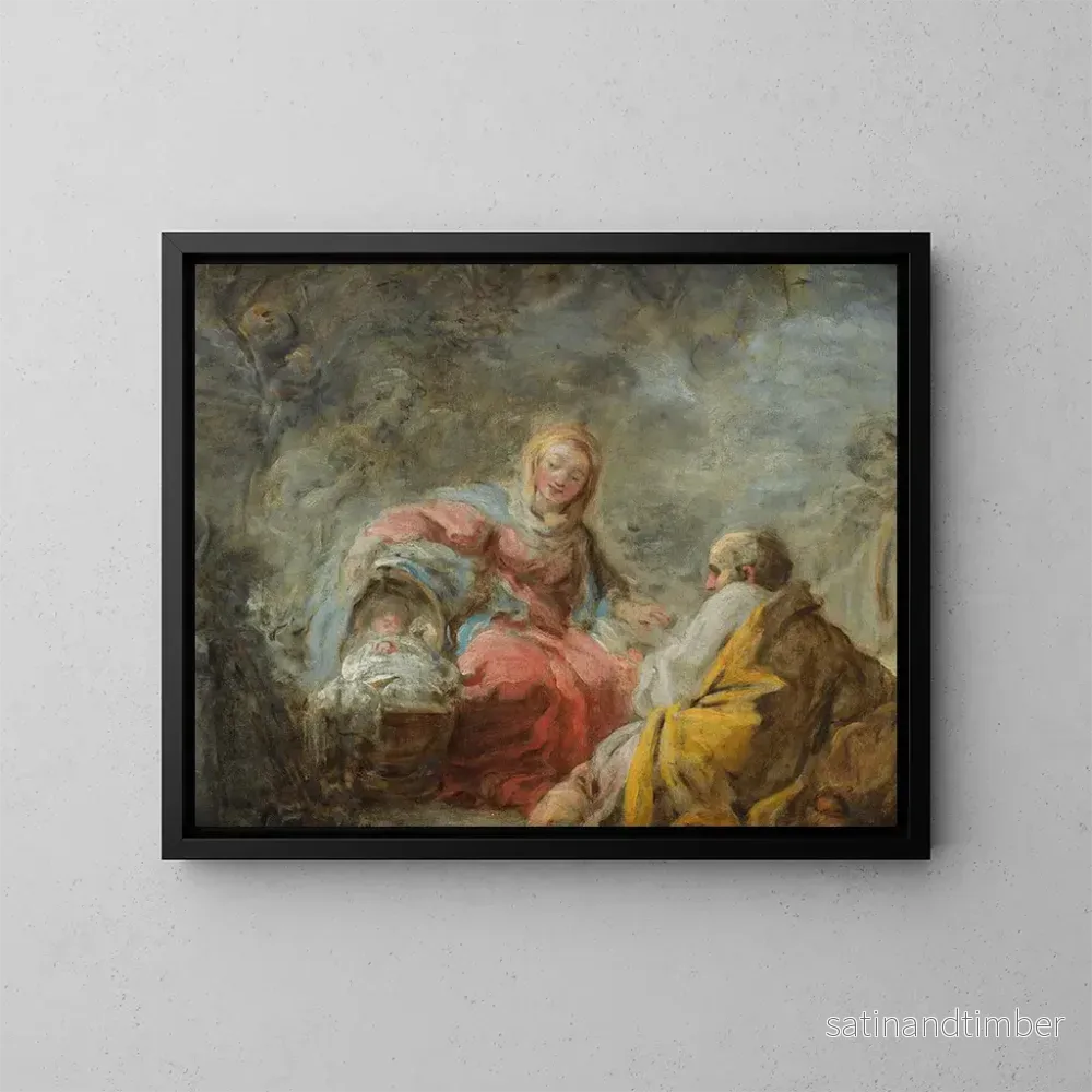 Reproduktion av målningen Le Repos pendant la fuite en Égypte - Jean-Honoré Fragonard