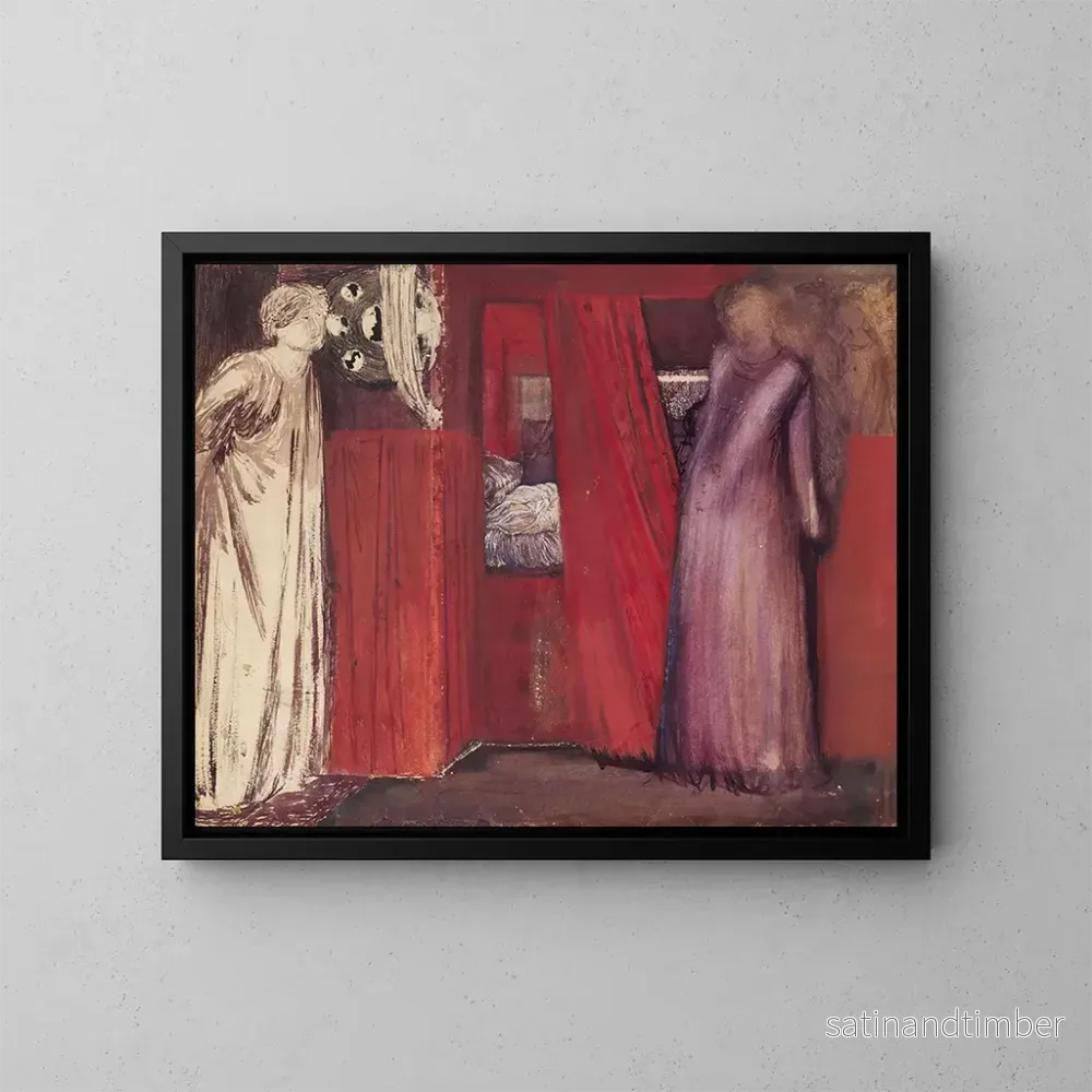 Reproduktion av målningen La belle Rosamund et la reine Éléonore - Sir Edward Coley Burne-Jones