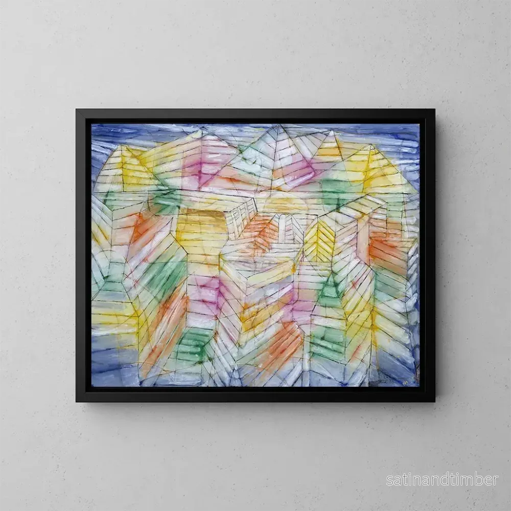 Reproduktion av målningen av teaterbergsbyggnad - Paul Klee
