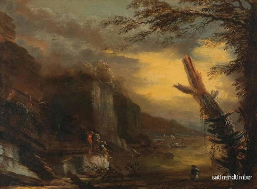Reproduktion av målningen Figures som fiskar i ett kustlandskap med klippor - Salvator Rosa - Bild 2