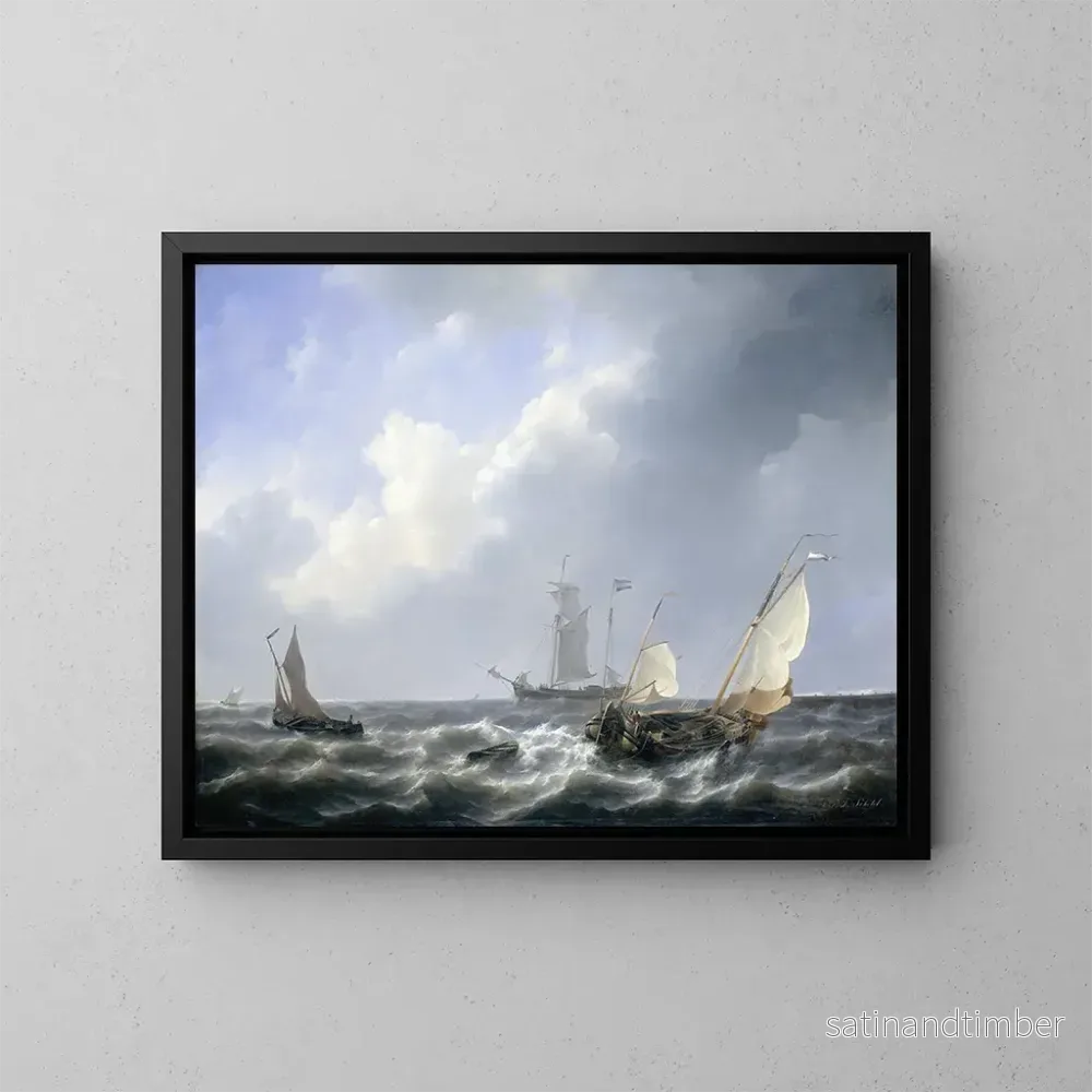 Reproduktion av målningen Marine des eaux de Zélande près de l’île de Schouwen – Petrus Johannes Schotel