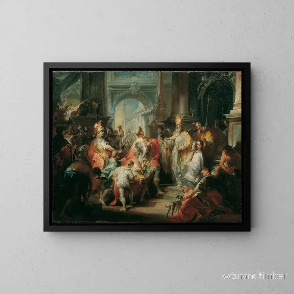 Reproduktion av målningen Saint Ambroise vägrar kung Théodose inträde i Milan katedral – Johann Wolfgang Baumgartner Reproduktion av målningen Saint Ambroise vägrar kung Théodose inträde i Milan katedral – Johann Wolfgang Baumgartner