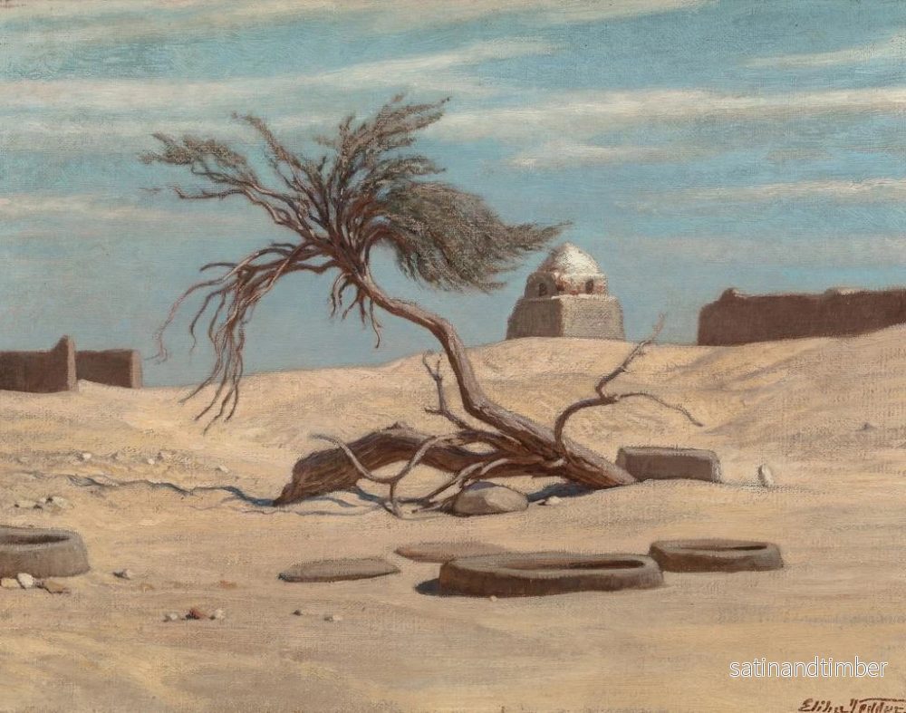 Reproduktion av målningen Träd och gravar på vägen till Tel El Armano, Egypten - Elihu Vedder - Bild 2