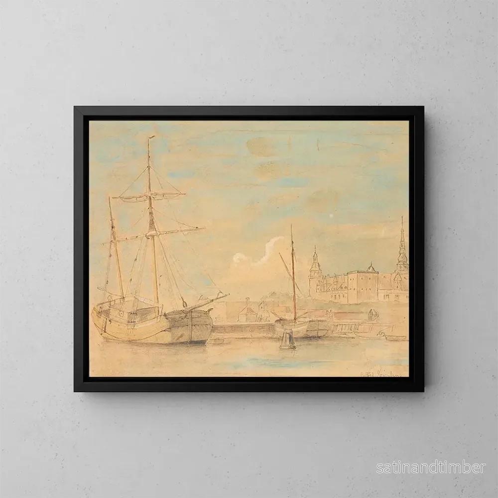 Reproduktion av målningen Bord de mer près de Kronborg - Carl Frederik Sørensen