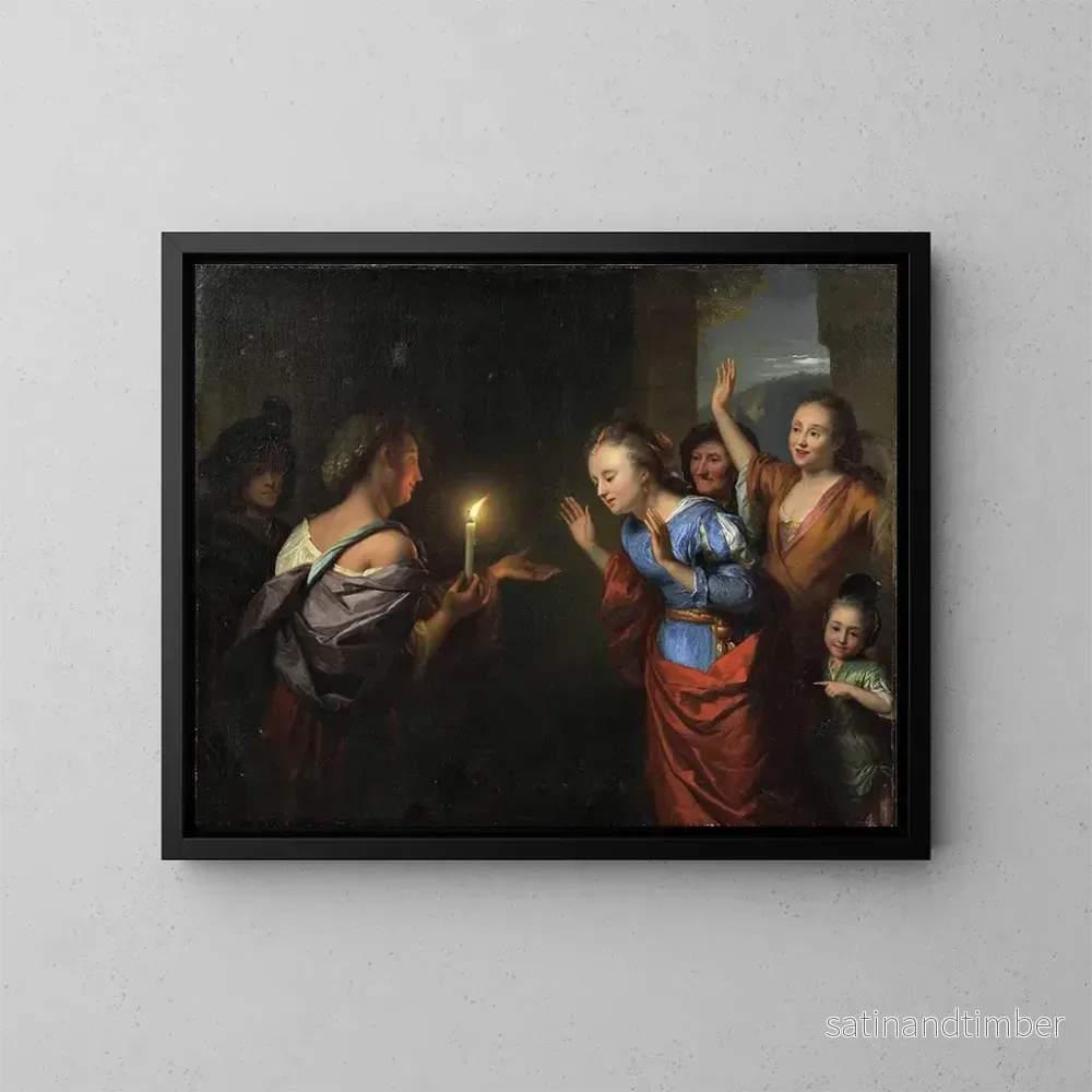 Reproduktion av målningen La parabole de la pièce d'argent perdue - Godfried Schalcken