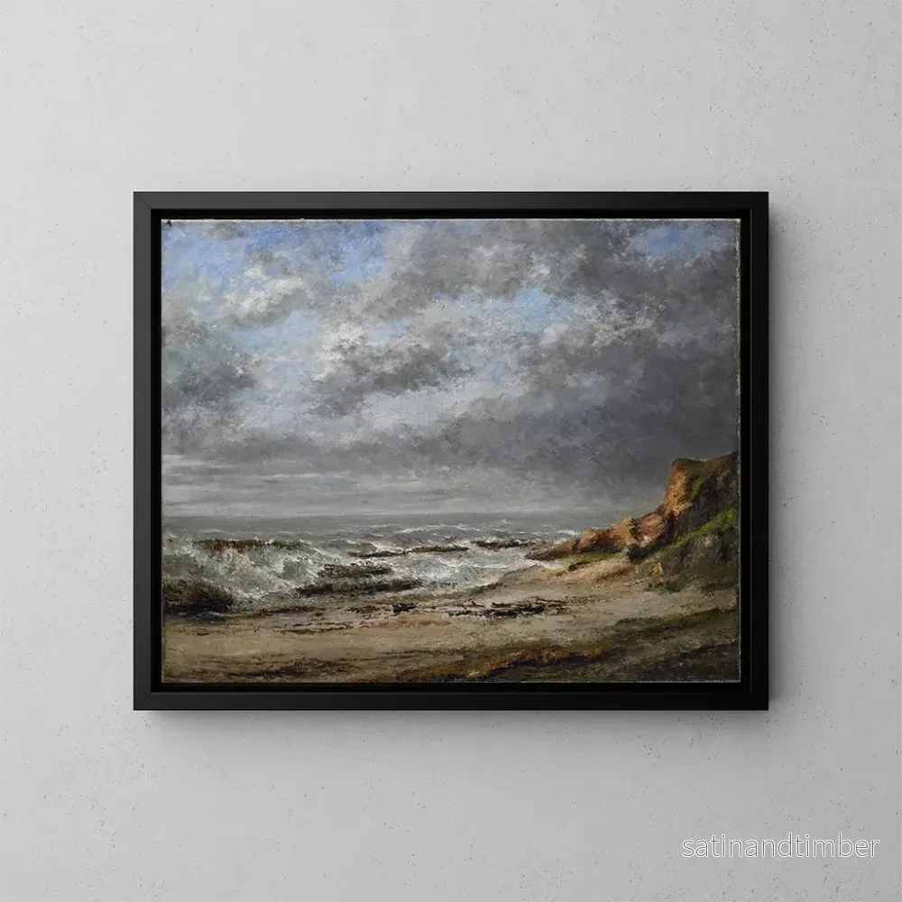 Reproduktion av målningen Vy av ett stormigt hav nära en klippa - Gustave Courbet