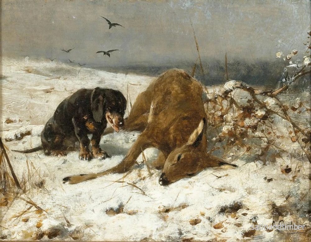 Reproduktion av målningen En hund med en död hjort - Otto Gebler - Bild 2