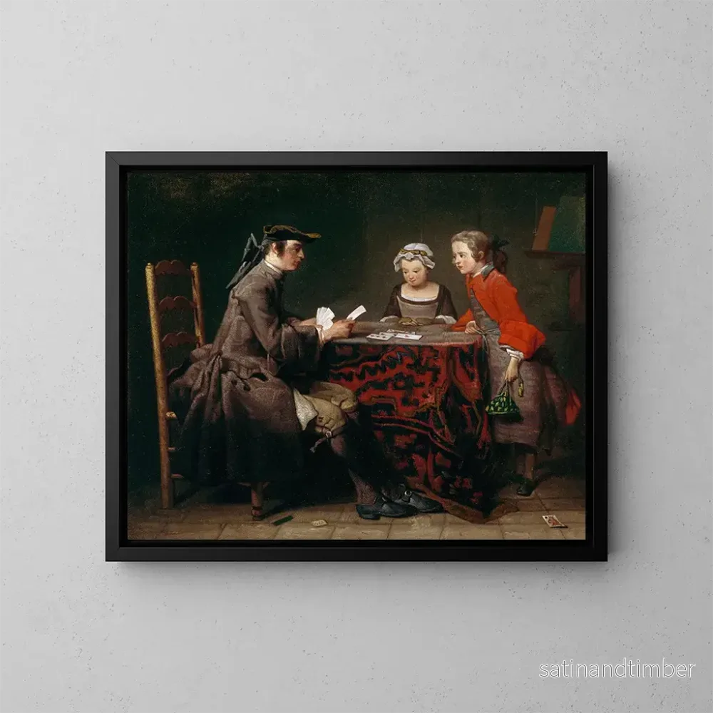 Reproduktion av målningen Les Tours de cartes – Jean Siméon Chardin Reproduktion av målningen Les Tours de cartes – Jean Siméon Chardin