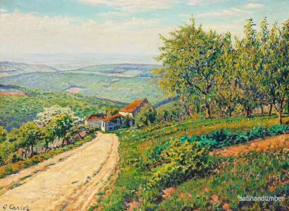 Reproduktion av målningen Pente med väg genom sommarlandskapet mot dalen - Gustave Cariot - Bild 2